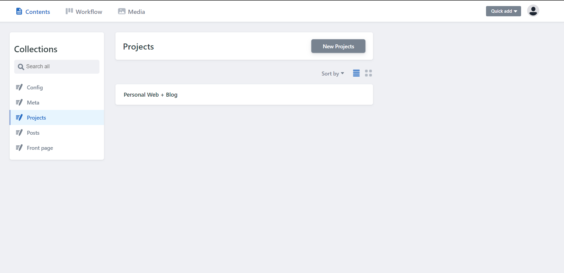 Administration view of the CMS. Administration view of the CMS.